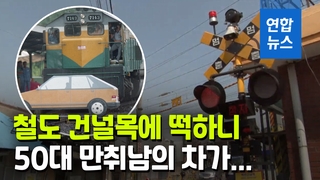 [영상] 철도건널목서 버틴 음주운전 만취남…열차 운행 꼬여