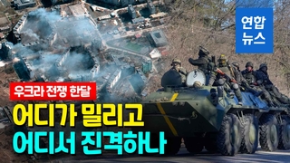 [영상] 러시아 침공 한달…치열한 공방속 키이우 '수세'·남동부 '우세'