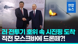 [영상] 시진핑, 전투기 호위 속 러 도착…바로 직전 드론 수십대 격추