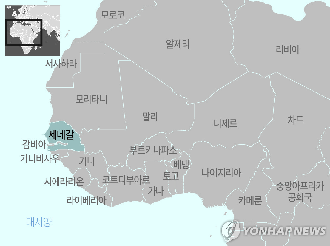아프리카 세네갈 지도
