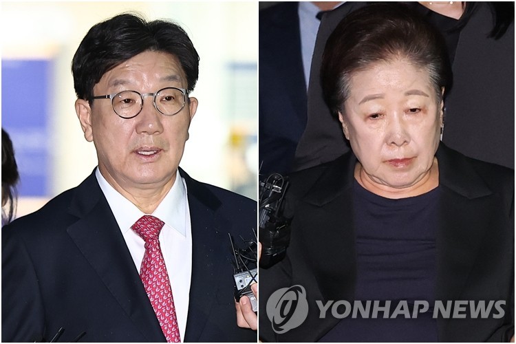 권성동 의원(왼쪽)과 한학자 통일교 총재