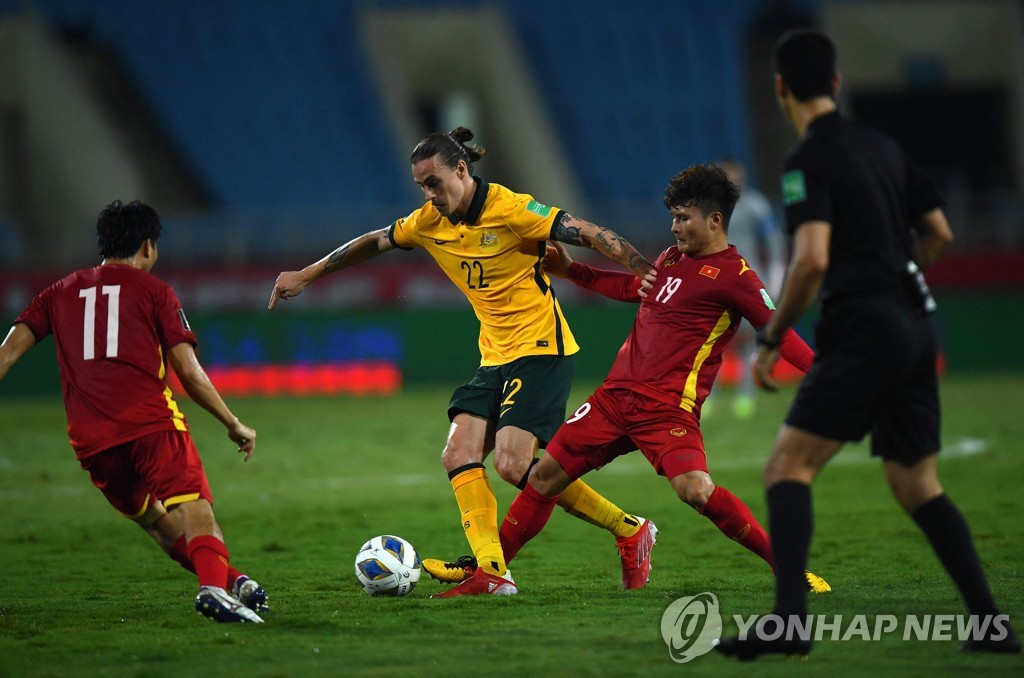 호주-베트남의 2022 카타르 월드컵 아시아지역 최종예선 2차전 경기 모습
