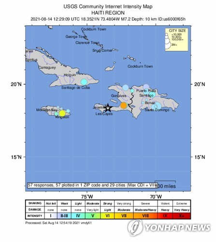 아이티 7.2 강진에 최소 29명 사망…"광범위한 참사 가능성"(종합)