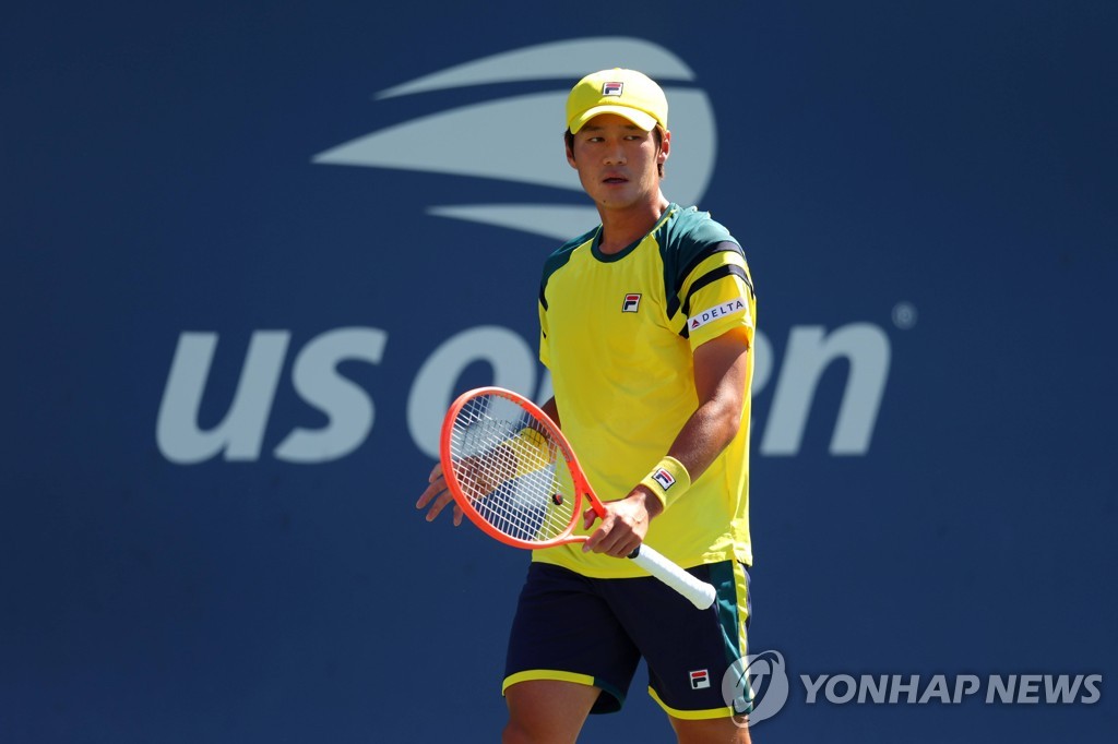 In this Getty Images photo, Kwon Soon-woo of South Korea reacts to a play against Andrey Rublev of Russia during the men's singles second-round match at the U.S. Open at the USTA Billie Jean King National Tennis Center in New York on Sept. 1, 2022. (Yonhap)