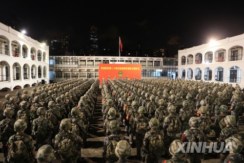 시진핑이 '강병' 강조하자마자 홍콩 주둔 인민해방군 훈련