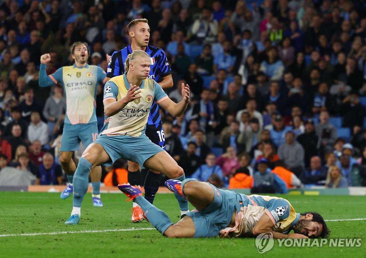 '홀란 골 침묵' 맨시티, UCL 첫판서 인터밀란과 0-0 무승부