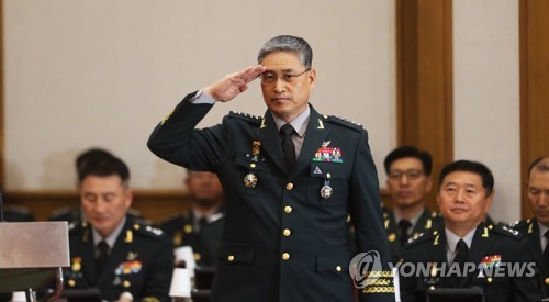 경례하는 김용우 육군참모총장