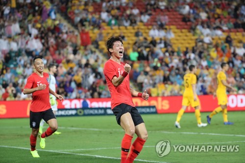 S. Korean striker proves hot form in football friendly vs. Australia