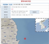 韓国南東部の浦項沖で地震発生　Ｍ４．１