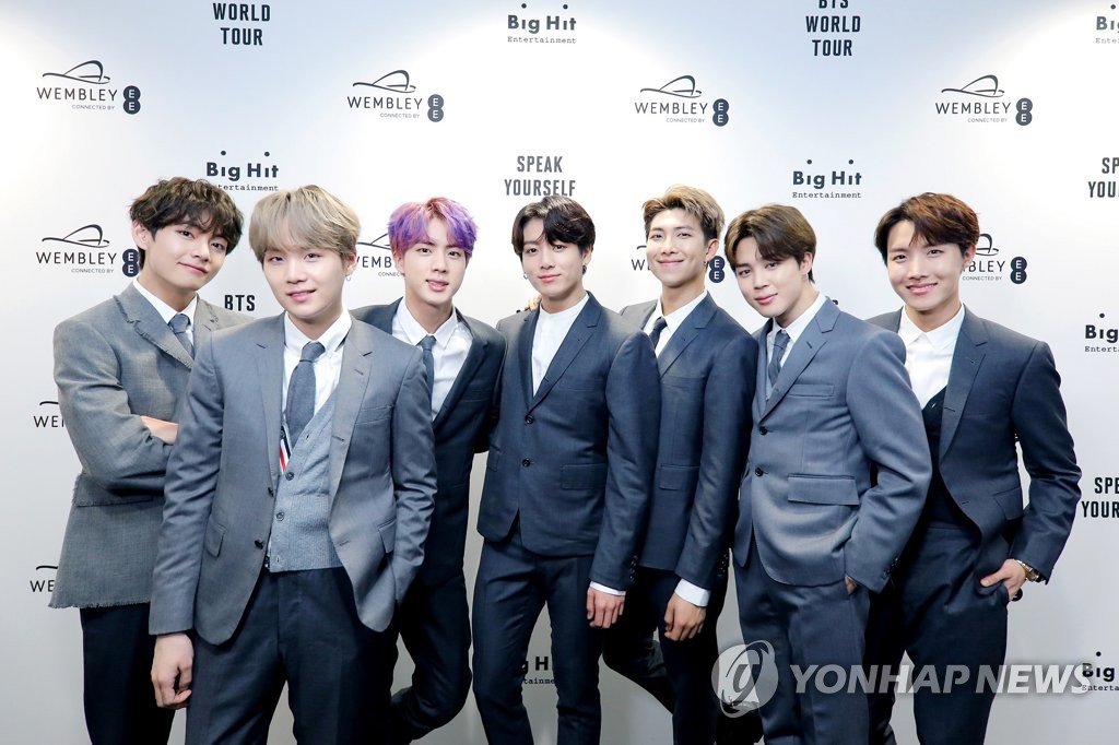 This photo of BTS is provided by Big Hit Entertainment. (PHOTO NOT FOR SALE) (Yonhap)