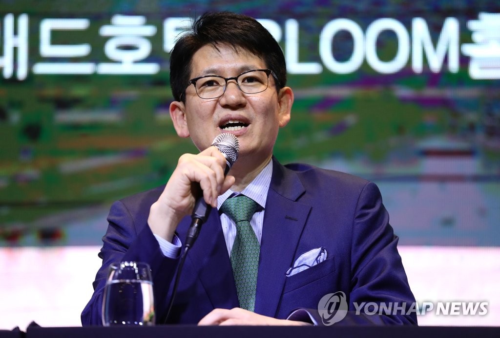 KCGI CEO Kang Seong-bu answers reporters' questions