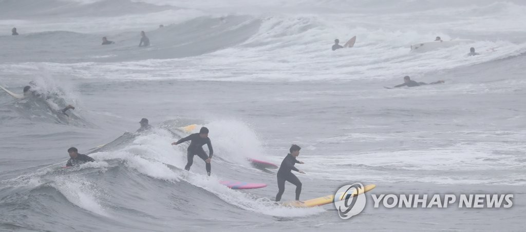 雨の日もサーフィン 聯合ニュース