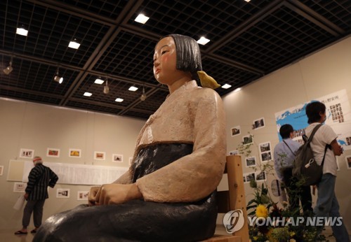２１年７月開幕の名古屋展で公開された少女像＝（聯合ニュース）