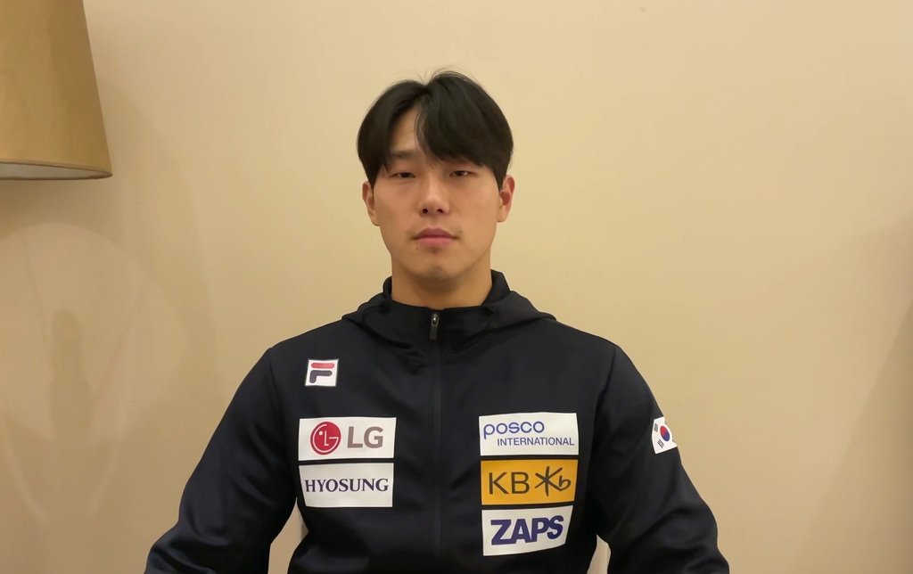 This photo provided by the Korea Bobsleigh & Skeleton Federation on Oct. 19, 2021, shows South Korean skeleton slider Yun Sung-bin, currently training in China ahead of the 2022 Beijing Winter Olympics. (PHOTO NOT FOR SALE) (Yonhap)