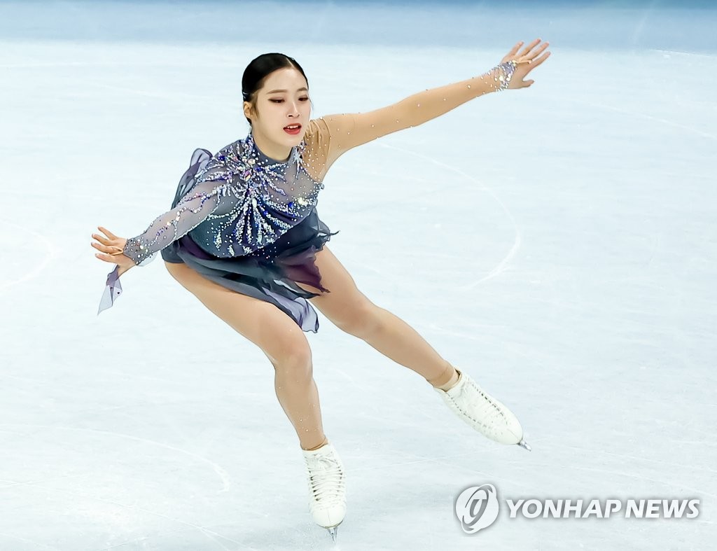 You Young of South Korea performs her short program during the women's singles figure skating competition at the Beijing Winter Olympics at Capital Indoor Stadium in Beijing on Feb. 15, 2022. (Yonhap)