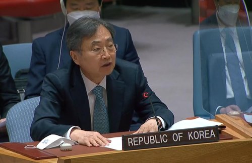 ３月に開催された国連安保理の公開会合で発言する趙顕国連大使（国連ウェブＴＶより）＝（聯合ニュース）≪転載・転用禁止≫