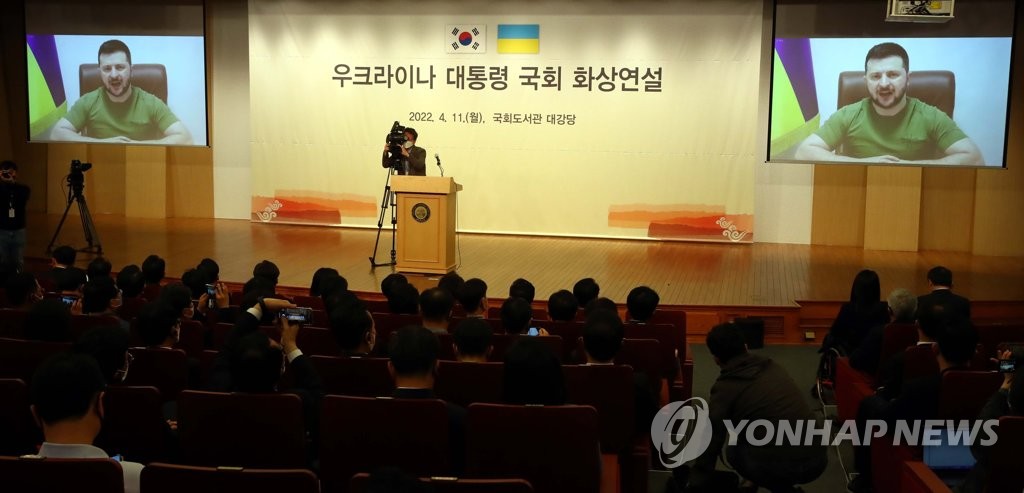 ウクライナ大統領が韓国国会で演説　軍事支援を要請