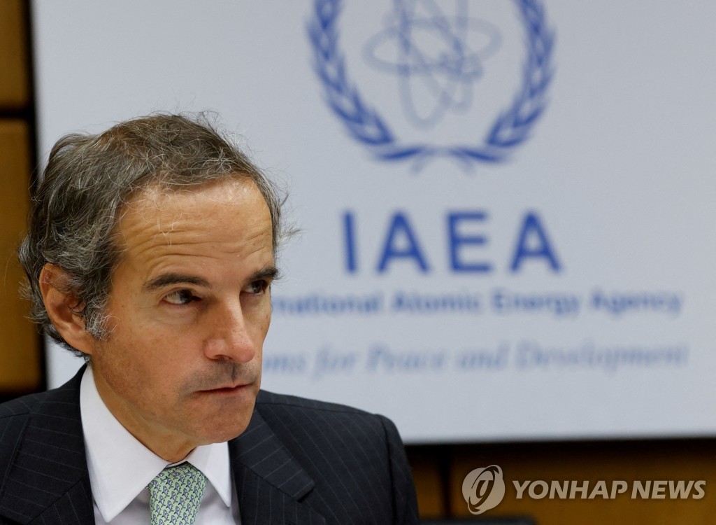 Rafael Grossi, directeur général de l'Agence internationale de l'énergie atomique (AIEA), lors d'une réunion du conseil d'administration tenue à Vienne en Autriche, le mardi 6 juillet 2022 (heure locale). (EPA=Yonhap) 