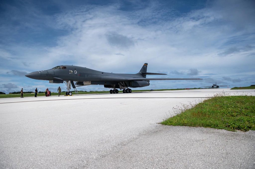 A B-1B Lancer strategic bomber at the Andersen Air Force Base on Guam is shown in this photo released by Pacific Air Forces. (PHOTO NOT FOR SALE) (Yonhap)