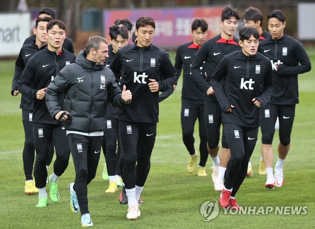 축구 대표팀의 3일 훈련 모습