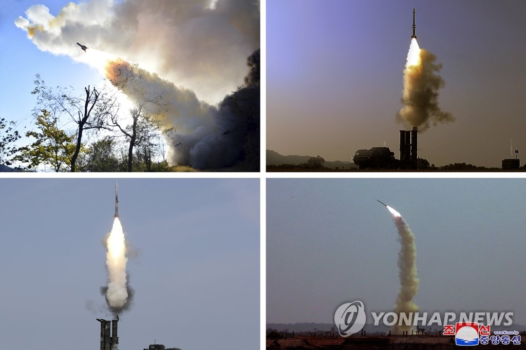 This photo, carried by North Korea's official Korean Central News Agency on Nov. 7, 2022, shows North Korea conducting "military operations" with missile tests between Nov. 2 and 5 in response to large-scale joint aerial drills of South Korea and the United States. (For Use Only in the Republic of Korea. No Redistribution) (Yonhap)
