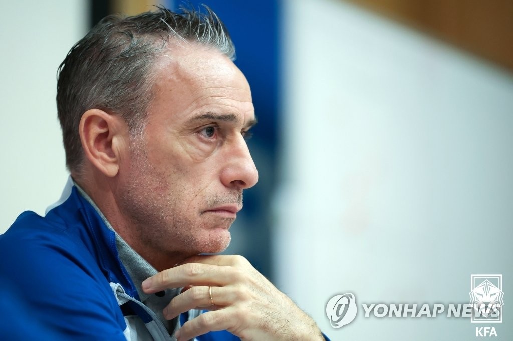 Paulo Bento, head coach of the South Korean men's national football team, attends an online press conference on Nov. 10, 2022, the eve of his team's friendly match against Iceland, in this photo provided by the Korea Football Association. (PHOTO NOT FOR SALE) (Yonhap)