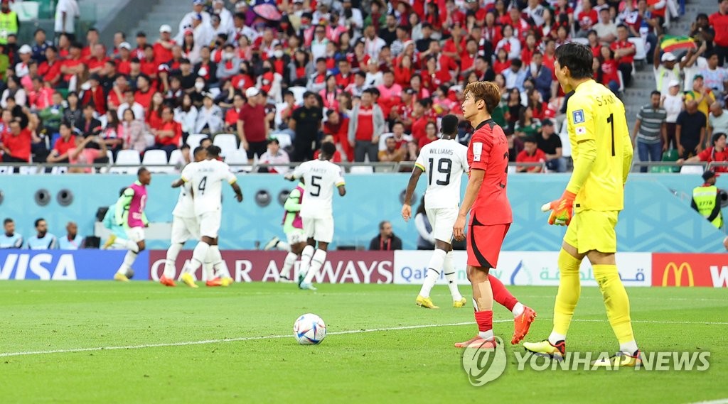 추가골 허용하는 한국 선수들