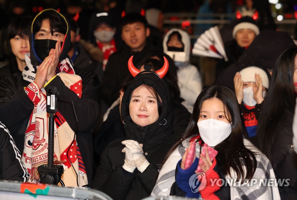 寒波でもソウル応援会場に３万人超　韓国代表の健闘「誇らしい」＝Ｗ杯