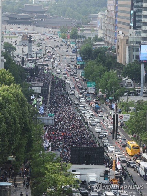 Manifestación de la KCTU en Seúl