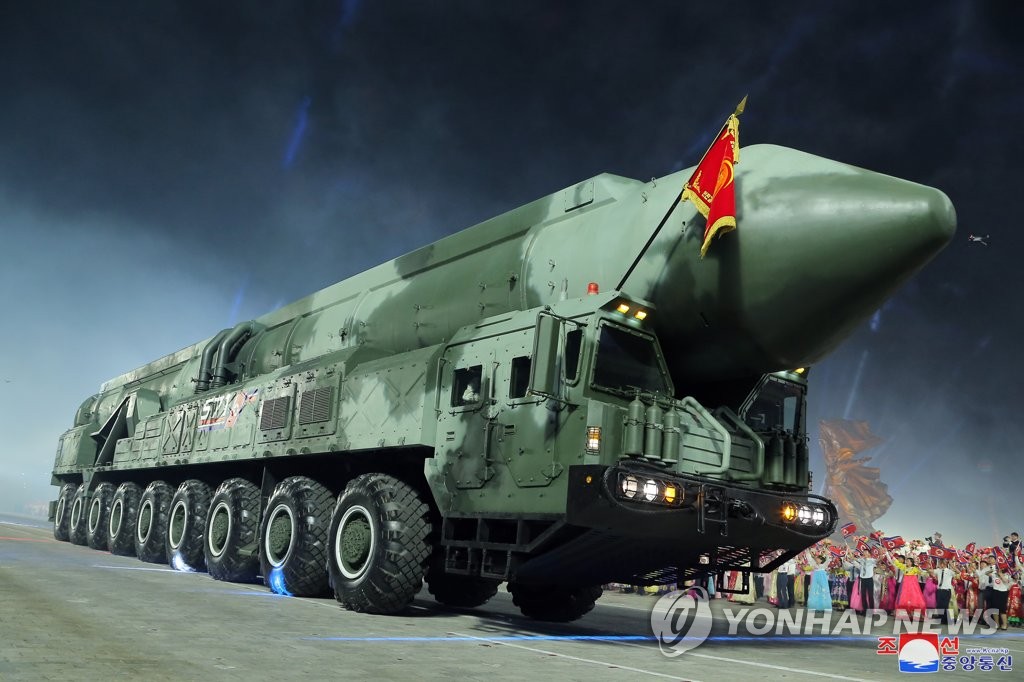 (News Focus) N.K. weapons parade sends message of defiance against S. Korea, U.S.