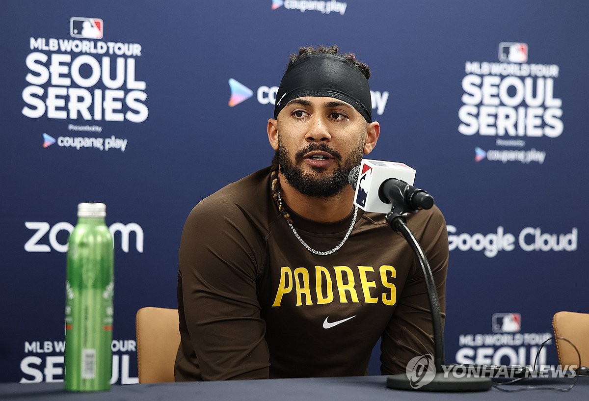 Fernando Tatis Jr. at a press conference