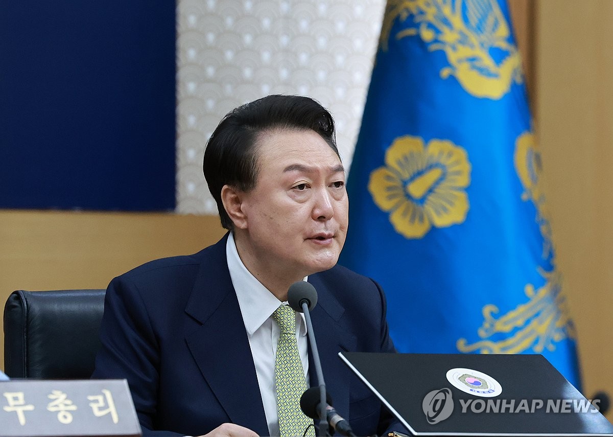 President Yoon Suk Yeol speaks during a Cabinet meeting at the government complex in the central city of Sejong, in this file photo taken April 2, 2024. (Yonhap)