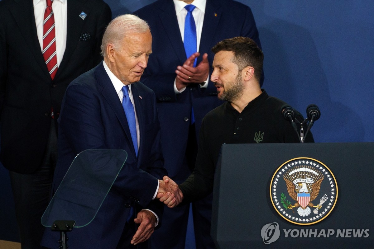 젤렌스키와 악수하는 바이든