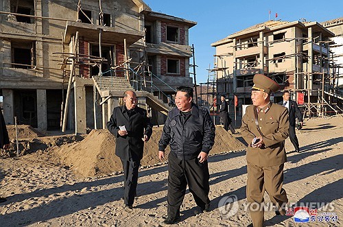 N. Korean leader inspects flood-hit areas under reconstruction