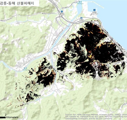 강릉·동해 산불 피해지 아리랑 3호 위성사진