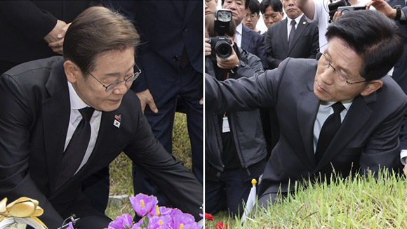 5·18 민주묘지 찾은 이재명·김문수 대선 후보